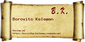 Borovits Kelemen névjegykártya